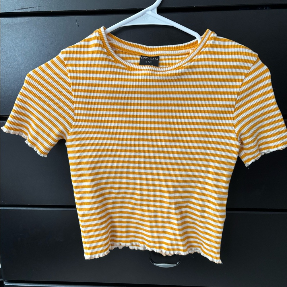 Women's Striped Cotton Cropped Tee Sz S